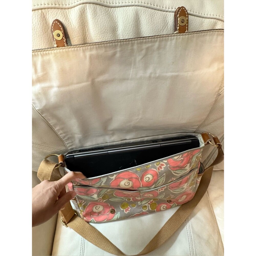 Fossil Messenger Bag Crossbody Coated Canvas Leather Trim Floral - Picture 15 of 16
